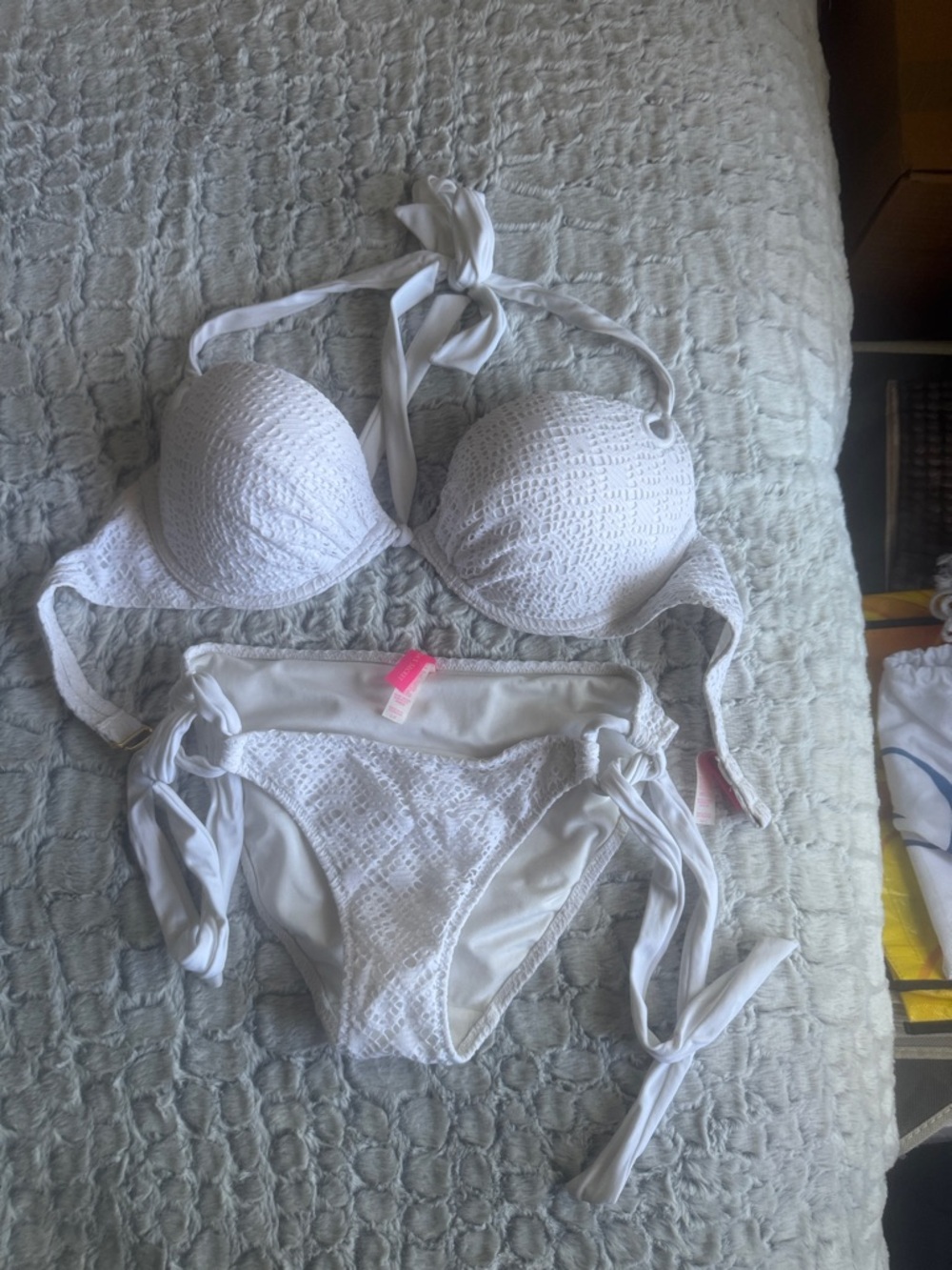 Victoria's Secret White Crochet Push-Up Bikini Set